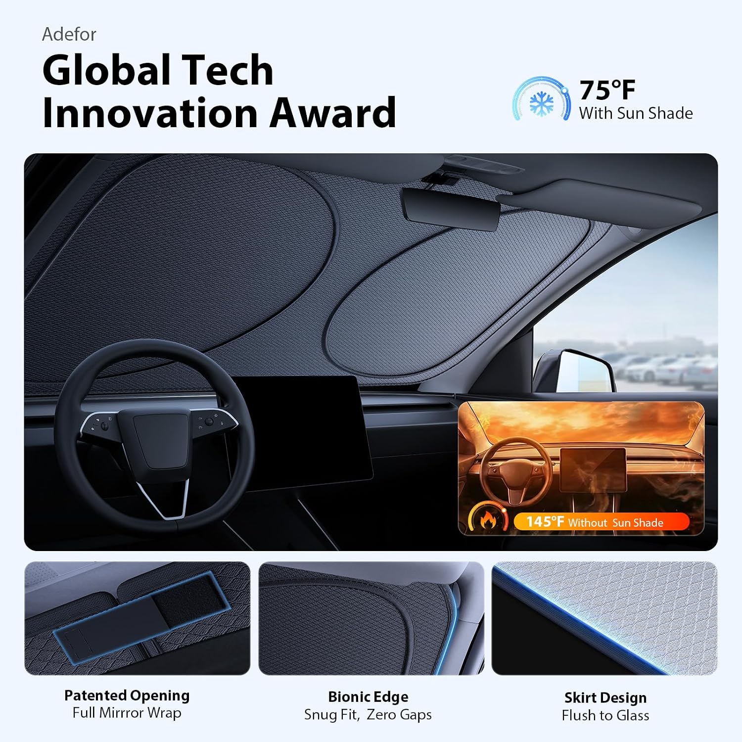 Detalle de Adefor Windshield Sun Shade for Tesla Model Y