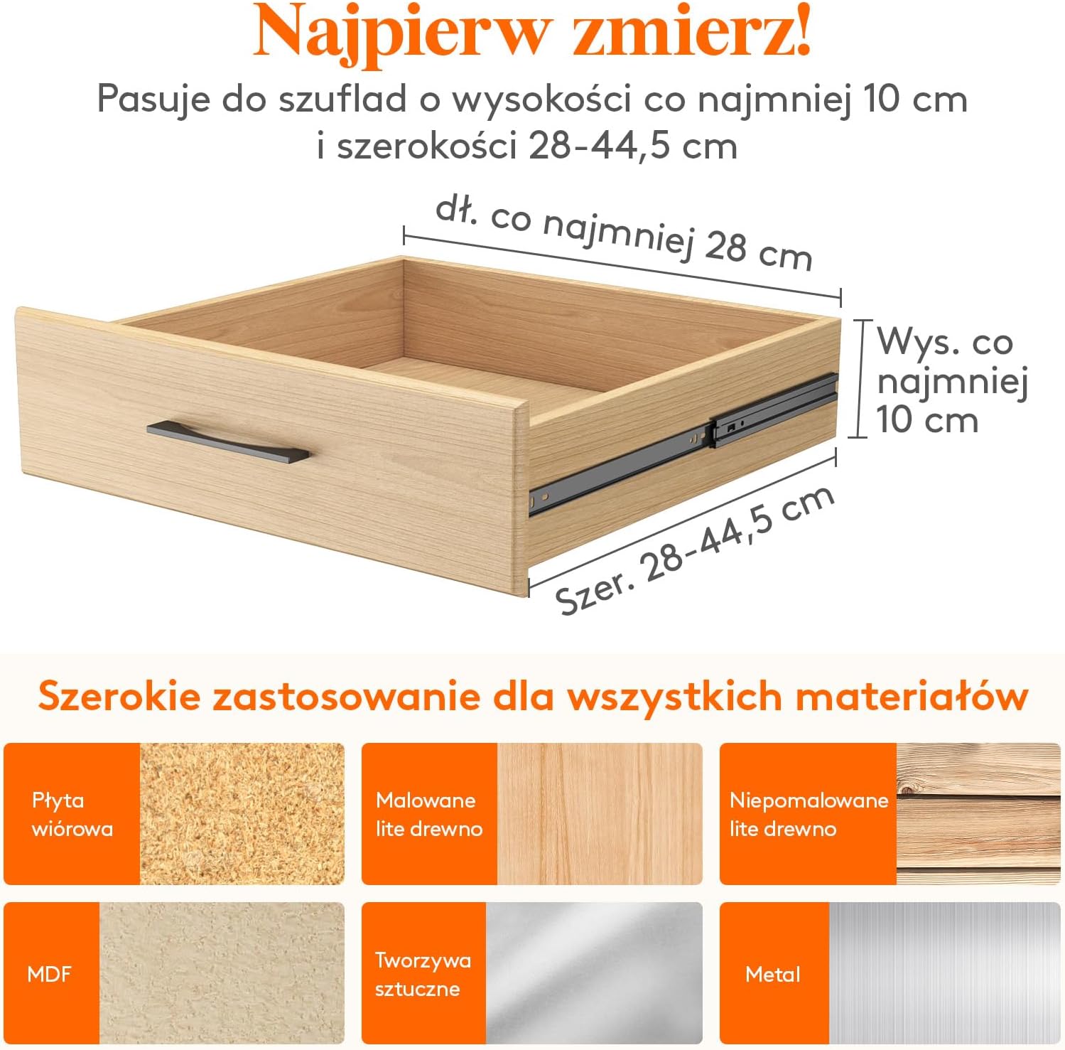 Detalle 2 de Lifewit 23041 – 12 regulowanych organizerów do szuflad, wysokość 10 cm