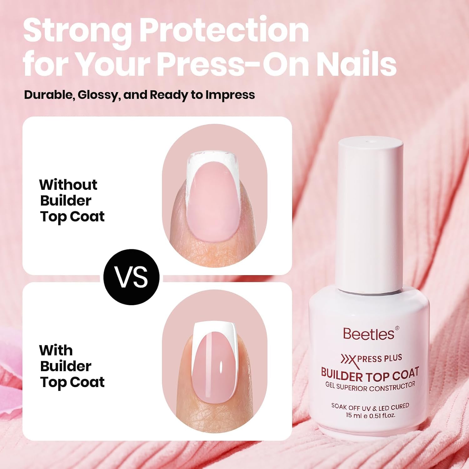 Detalle 2 de Beetles 4-Piece Press-On Nail Kit with Fast-Dry Glue and Builder Top Coat