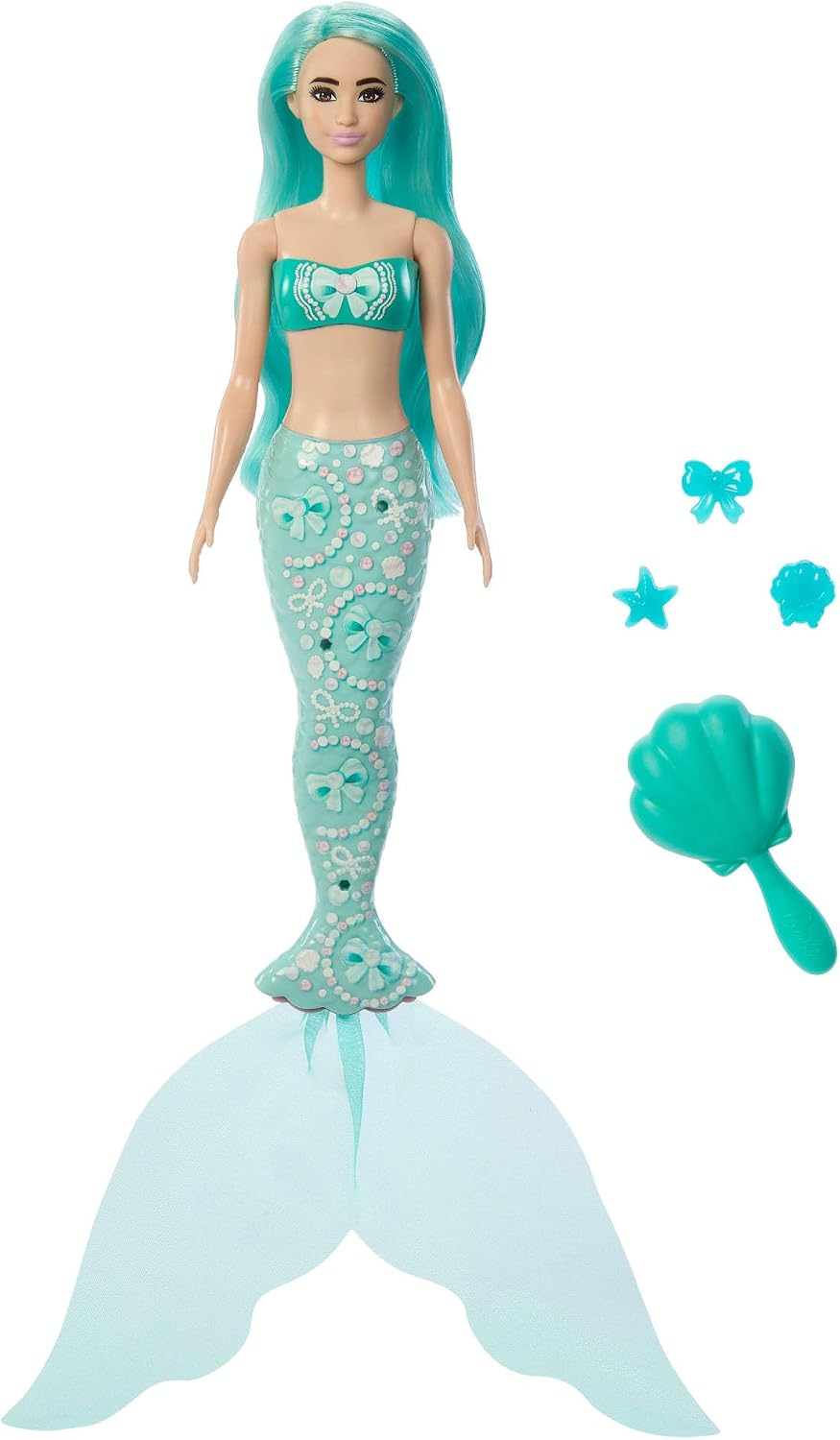 Detalle 2 de Barbie Color Reveal Meerjungfrauen-Puppe mit 6 Überraschungen – Farbwechsel, Anhänger & Accessoires