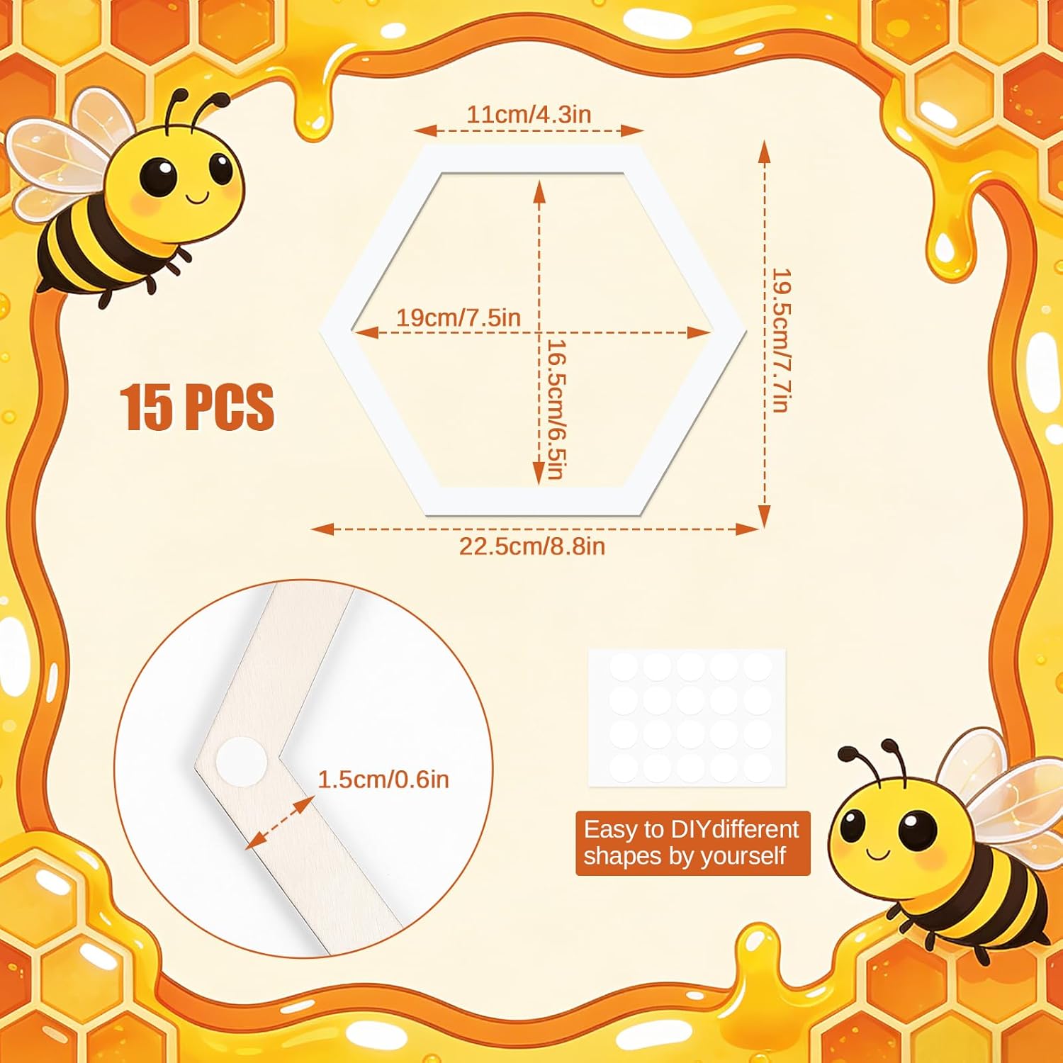 Thumbnail 1 de TaoQ C – 15 Stück Holz-Waben-Dekor, hexagonale Wanddekoration aus Holz