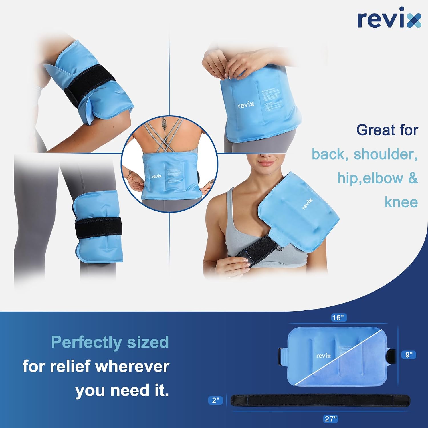 Thumbnail 5 de REVIX REX117 Reusable Gel Ice Pack, 16 x 9 in, Hands-Free Strap