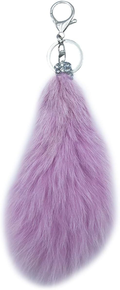 Detalle de Xsclpomddy Fuchsschwanz Schlüsselanhänger – Mini Pom Pom mit Glitzer-Kristallstrass und Flauschfuchs