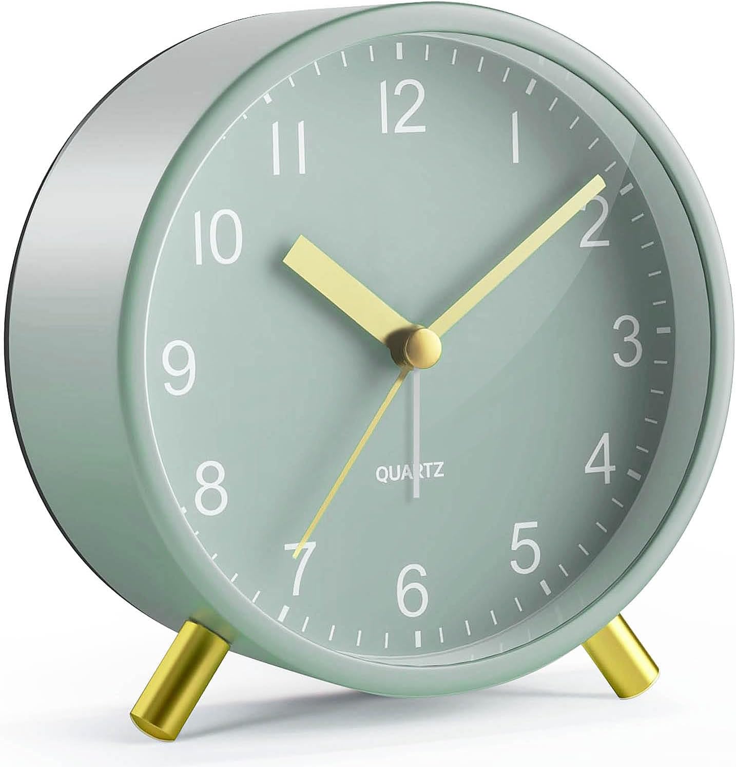 Detalle de Jisile Silent Non-Ticking Battery Alarm Clock with Night Light (Sage Green)