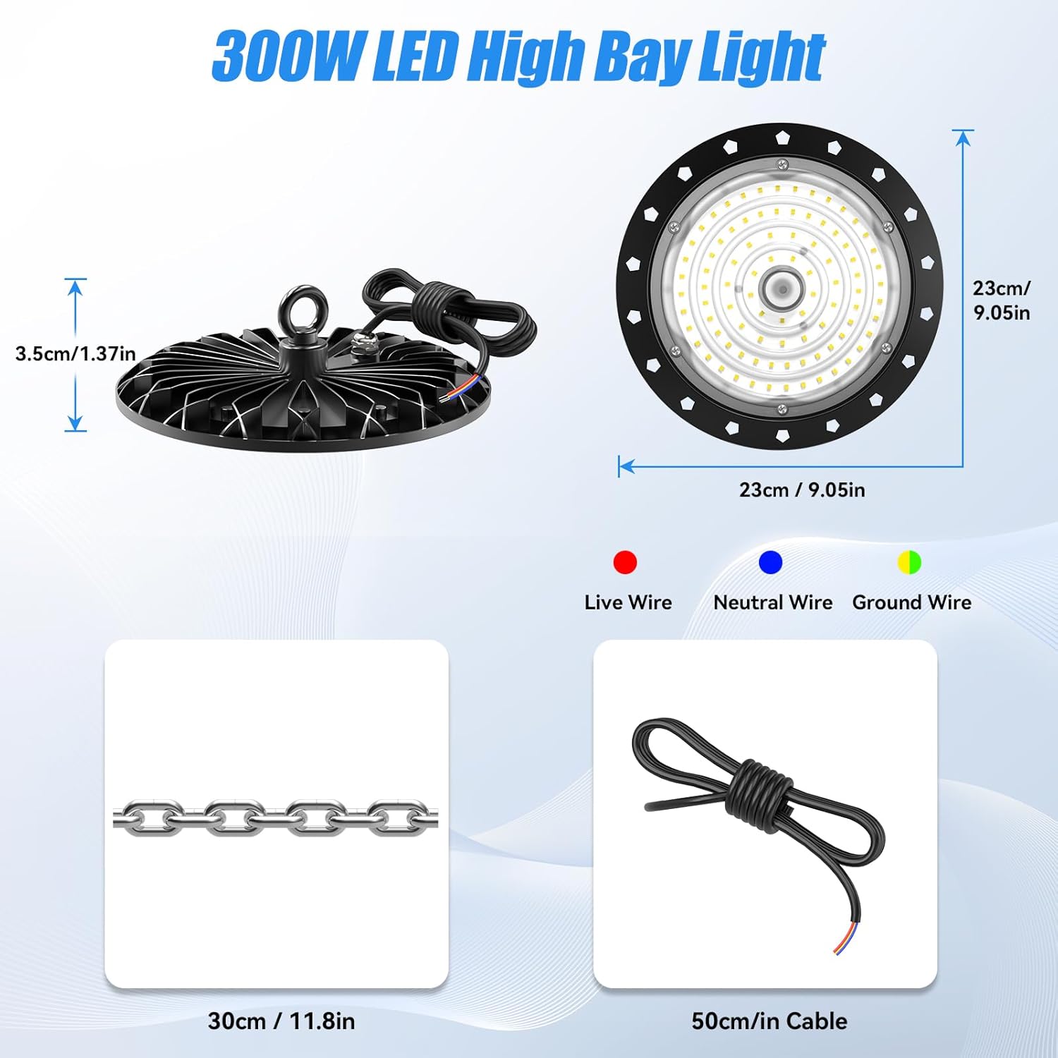 Detalle de Royana 300W UFO LED Workshop Lamp — 6500K Cool White, 30,000 LM for Industrial Spaces