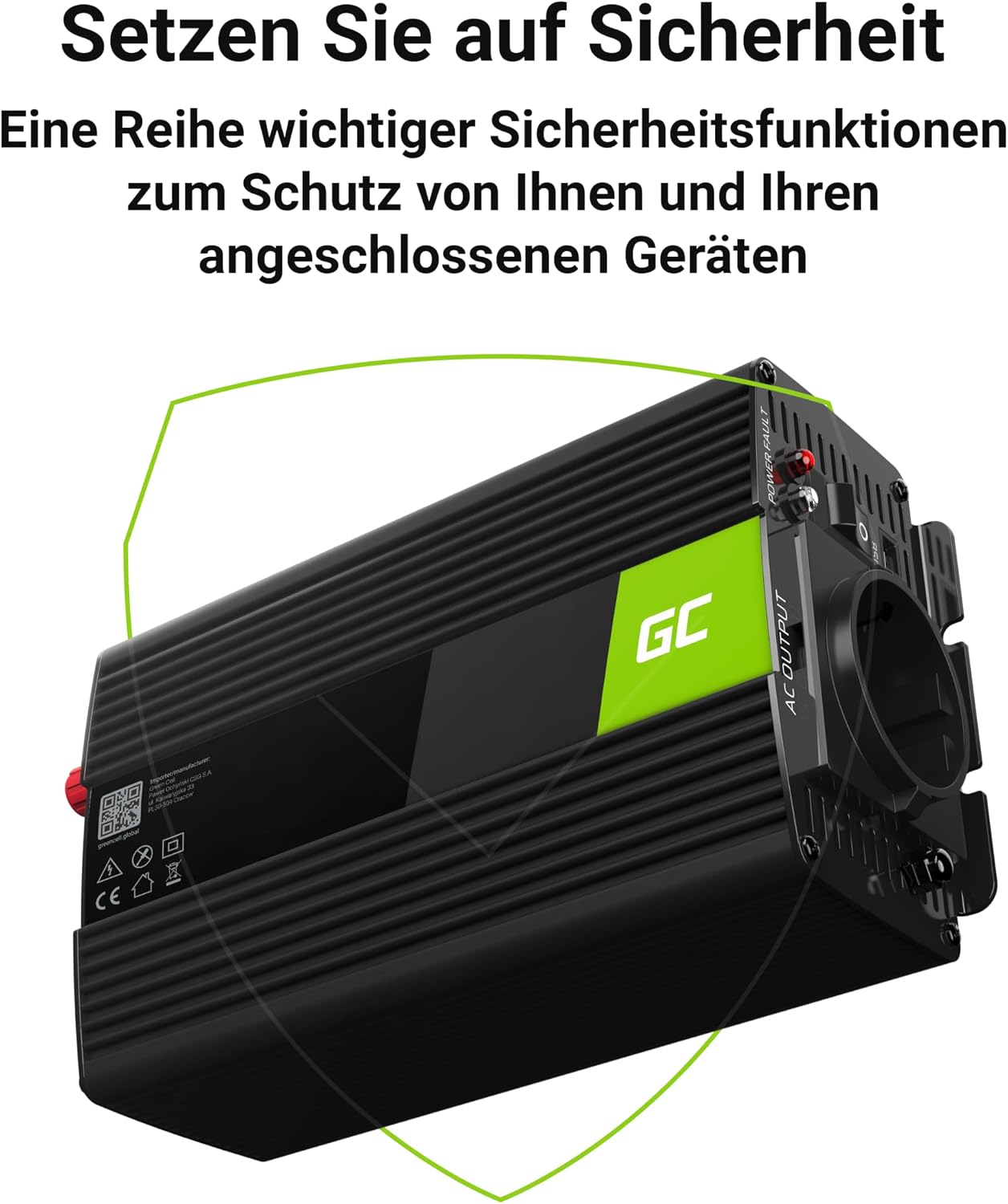 Detalle 1 de Green Cell 1000W Wechselrichter 12V auf 230V 🔌