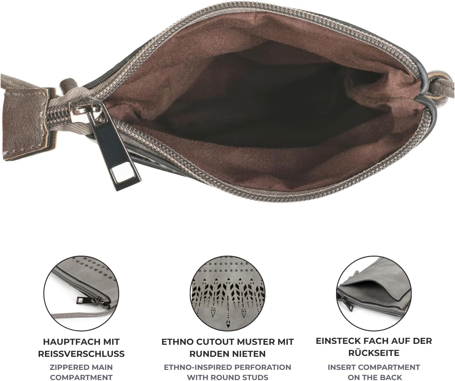 Detalle de StyleBREAKER Mini borsa a tracolla etnica con borchie – dimensioni 14×19 cm
