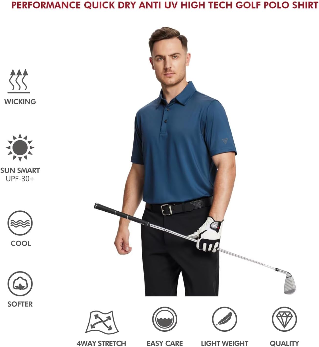 Thumbnail 4 de M MAELREG Mens Polo Shirts: Short & Long Sleeve Casual Performance Polo