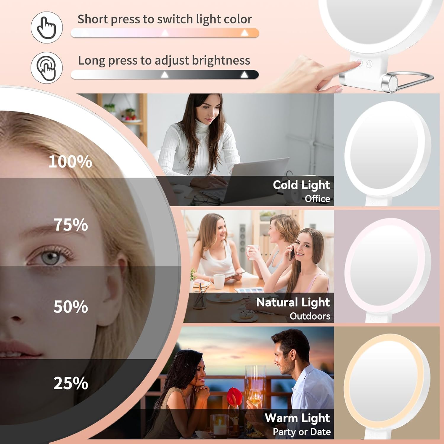 Detalle de Travel Makeup Mirror with 1X/30X Magnification