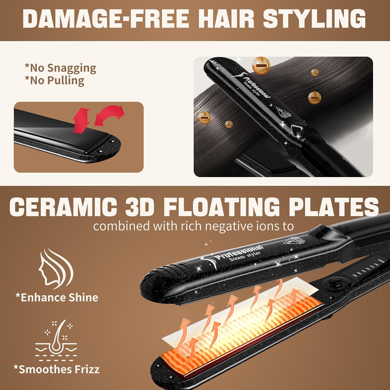 Thumbnail 6 de DORISILK Steam Hair Straightener and Curler, Ceramic Tourmaline 2-in-1