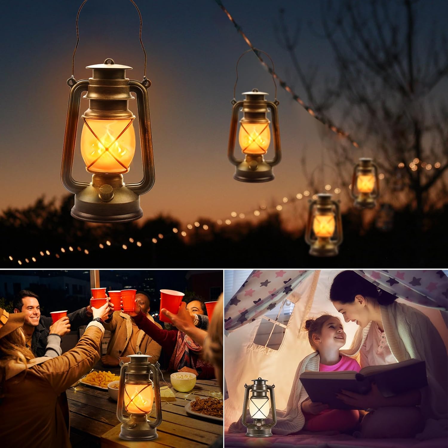 Detalle 2 de Marlrin 2-Pack Bronze LED Lanterns with Flickering Flame and Remote