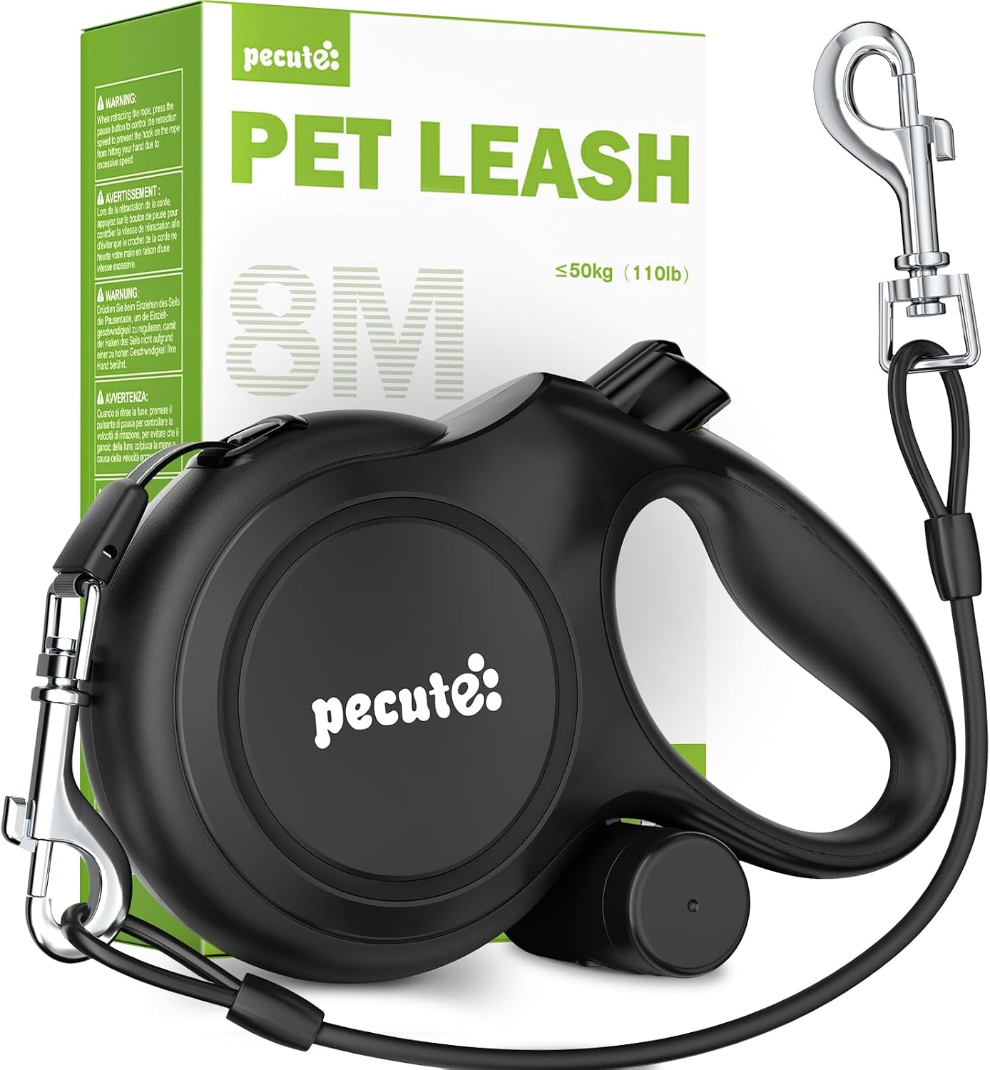 Detalle de Pecute Retractable Dog Leash 8m Black