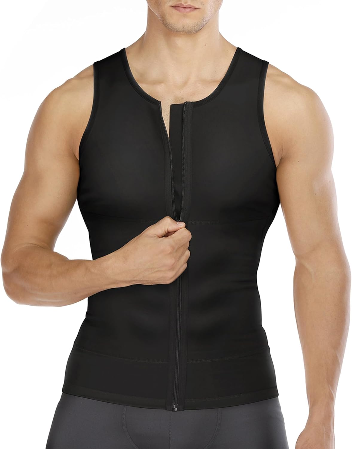 Thumbnail 1 de Junlan canotta compressione uomo con zip, modellante contenitiva e supporto posturale