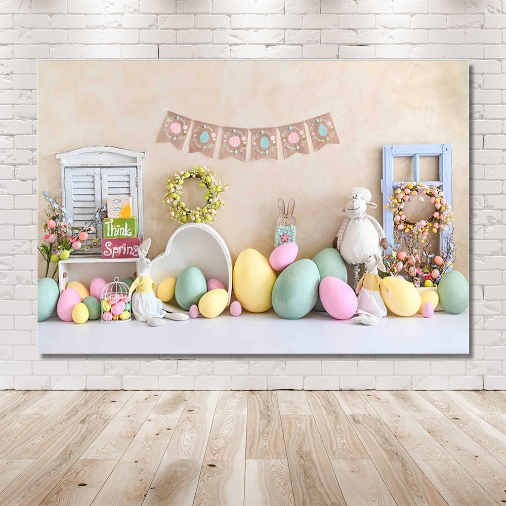 Thumbnail 1 de MEHOFOND 10x7ft Easter Photography Backdrop – Spring Rabbit Egg Theme, Seamless Fabric for Photo Booths and Parties