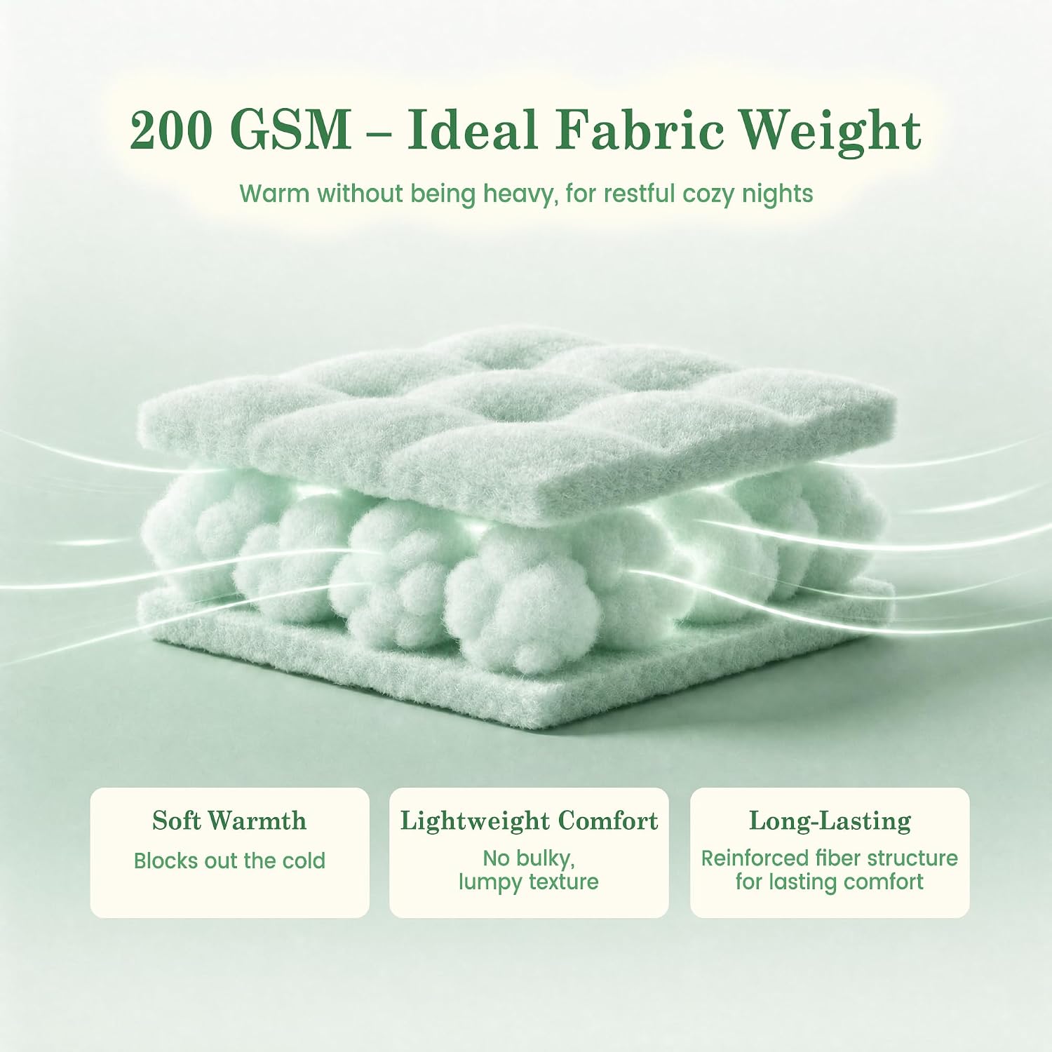 Detalle de Viviland VSHTSEAQ Plush Micro Polar Fleece Queen Sheet Set, Sage Green, 200 GSM