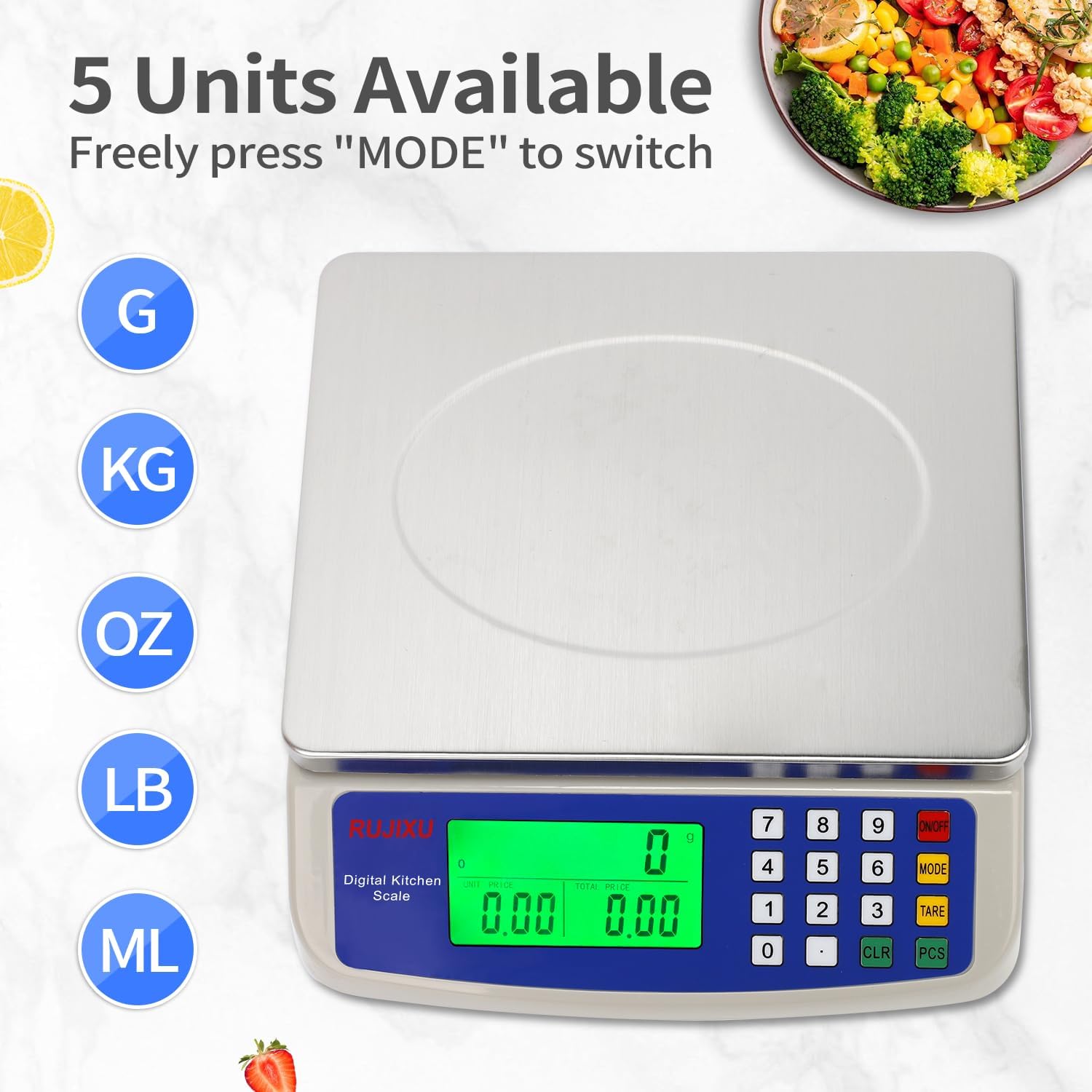 Detalle de Large Digital Kitchen Scale 30KG for Baking 🍽