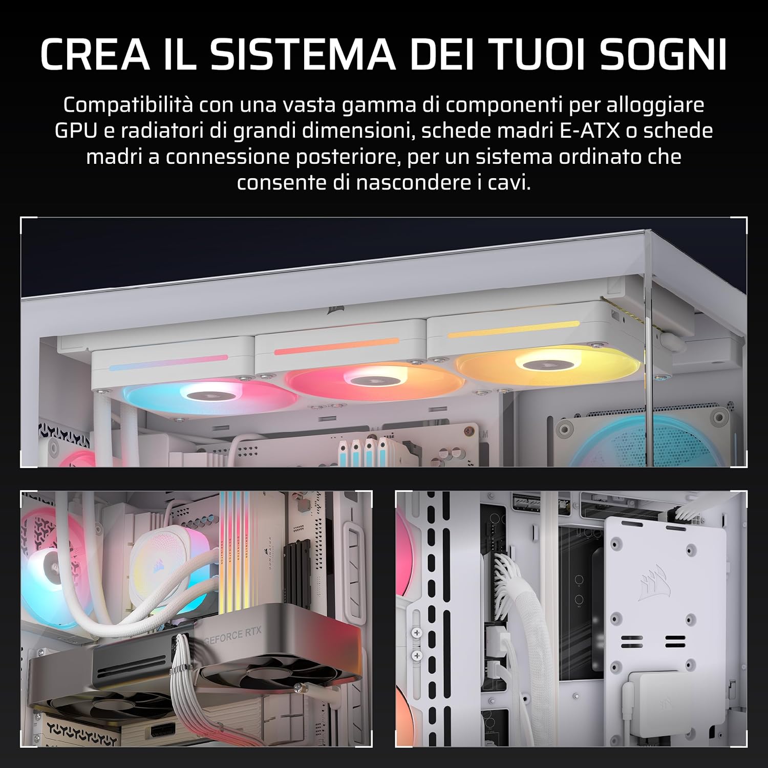 Thumbnail 3 de CORSAIR 3500X LX-R RGB iCUE LINK (3 ventole LX120-R preinstallate, Hub iCUE LINK) Mid-Tower bianco