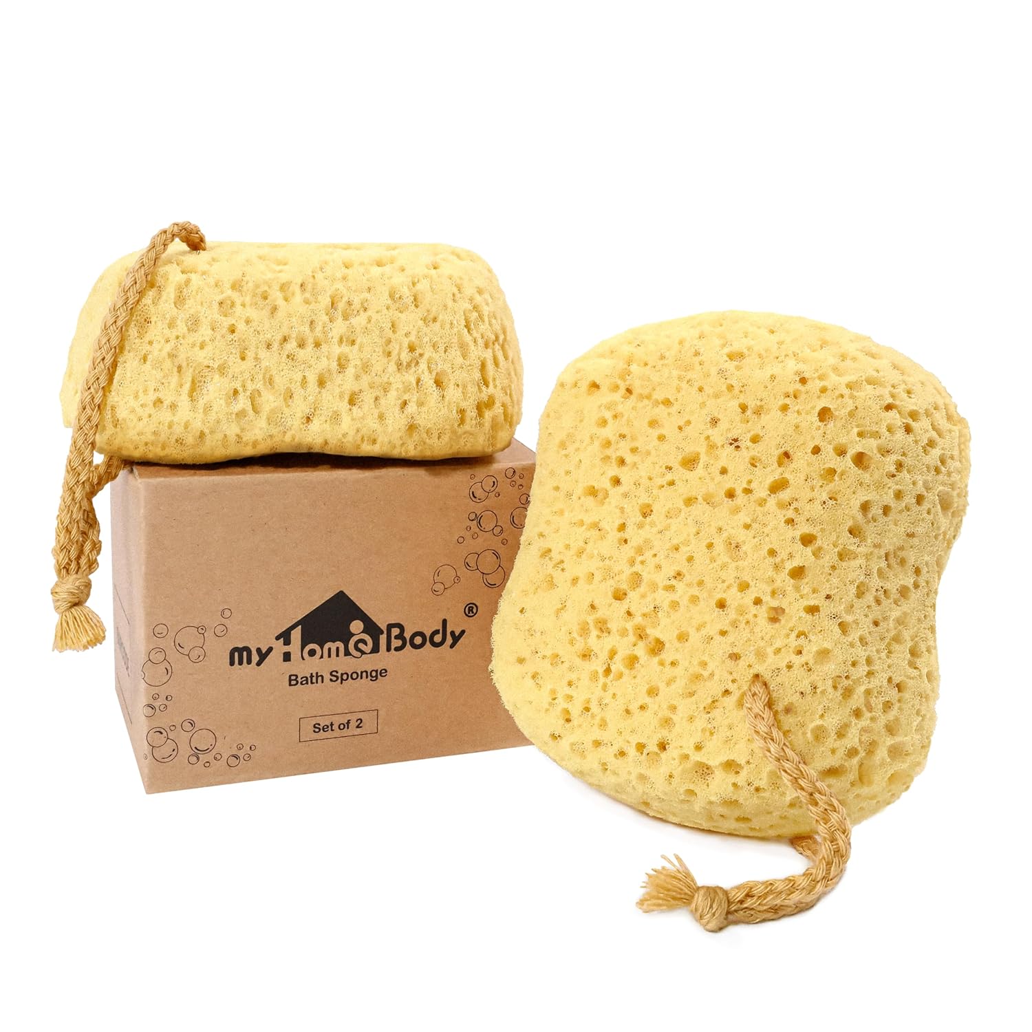 Detalle de myHomeBody Curvy Bath Sponge 2-Pack, Large PU Foam Body Scrubbers