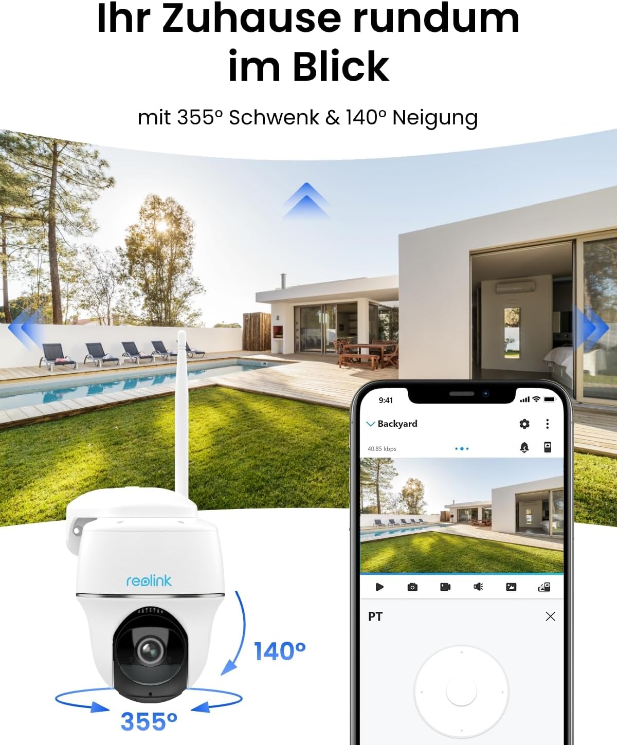 Detalle de Reolink Argus PT Plus 4MP Solar Außenkamera