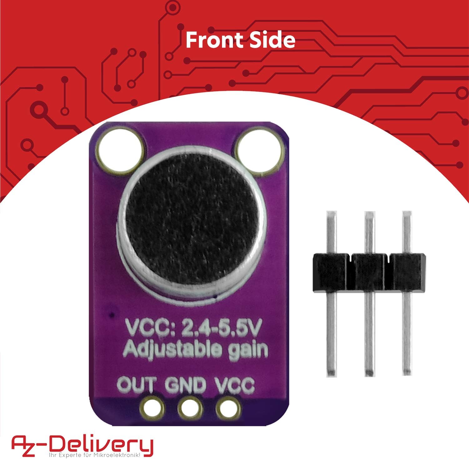 Detalle de AZDelivery 3x GY‑MAX4466 : amplificateur pour microphones électret MAX4466 (Arduino & Raspberry Pi)