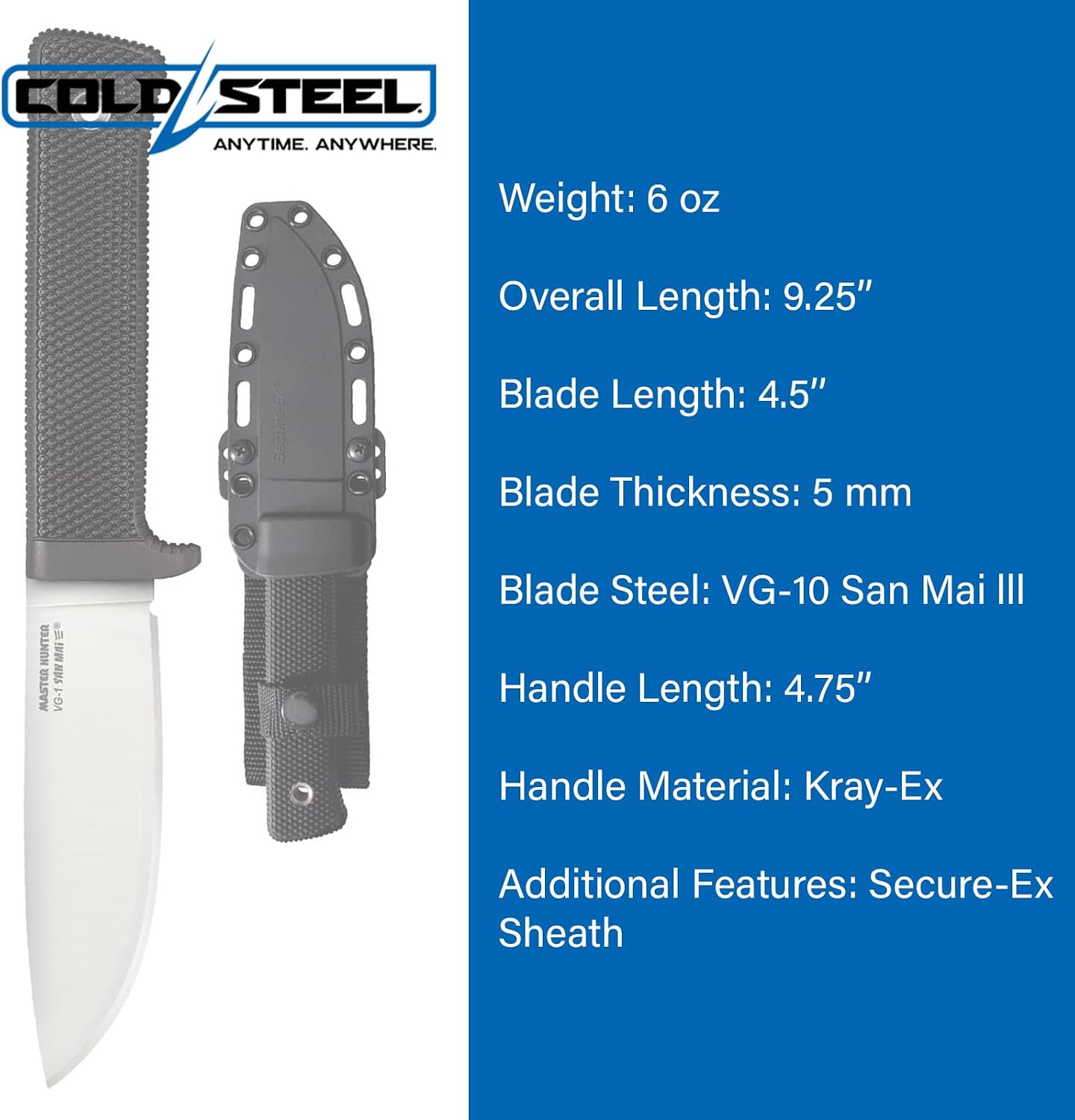 Thumbnail 6 de Cold Steel CS-36JSK Master Hunter San Mai Hunting Knife, 5 mm Blade