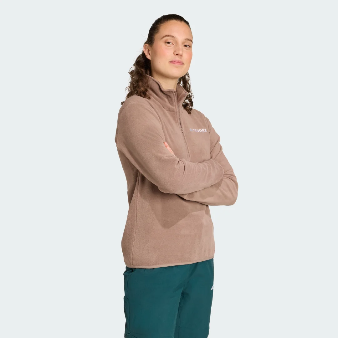 Detalle de Sudadera de felpa con cremallera hasta el pecho Multi Essentials de Adidas — color Marrón
