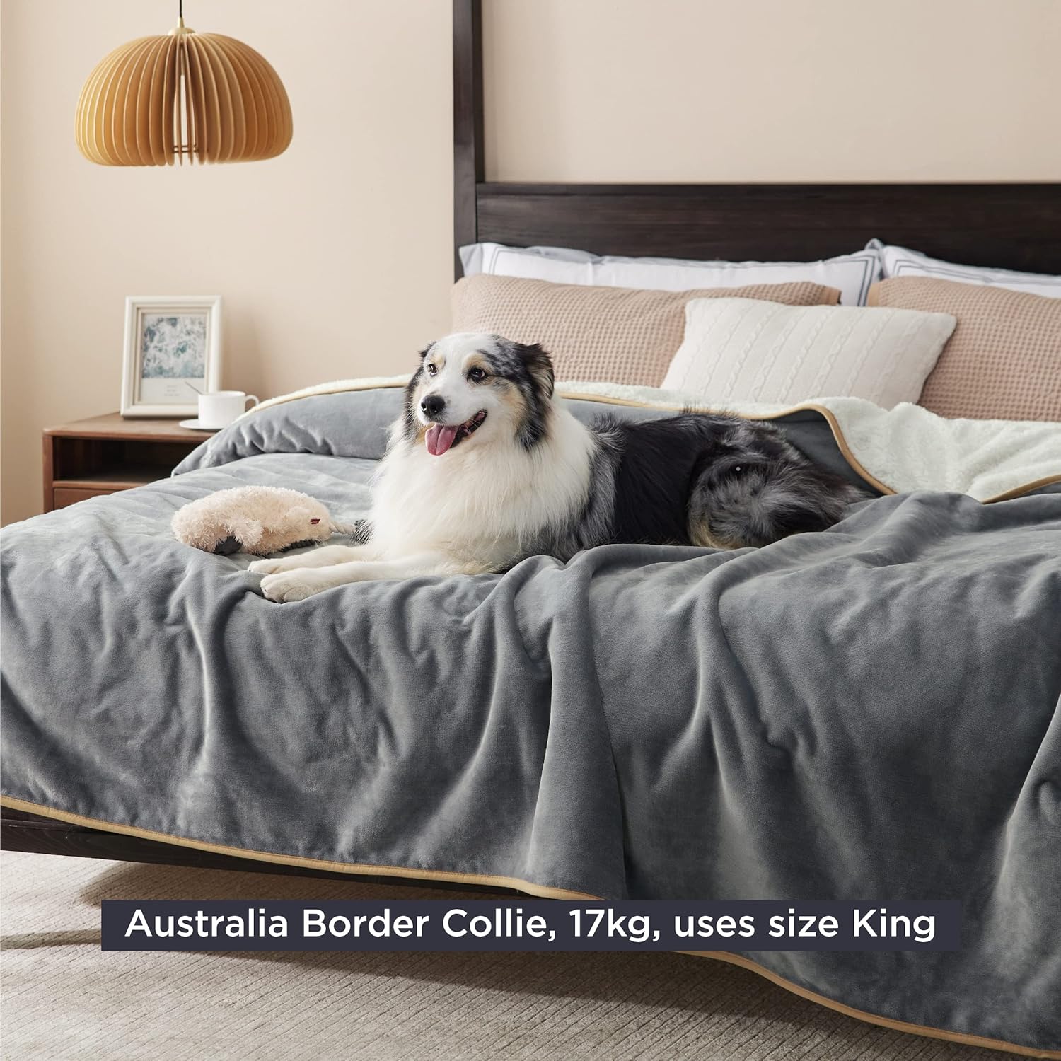 Thumbnail 5 de LE SURE Waterproof Fleece Blanket (274x218cm) for Cats, Dogs, Bed & Sofa – Reversible Sherpa, Grey