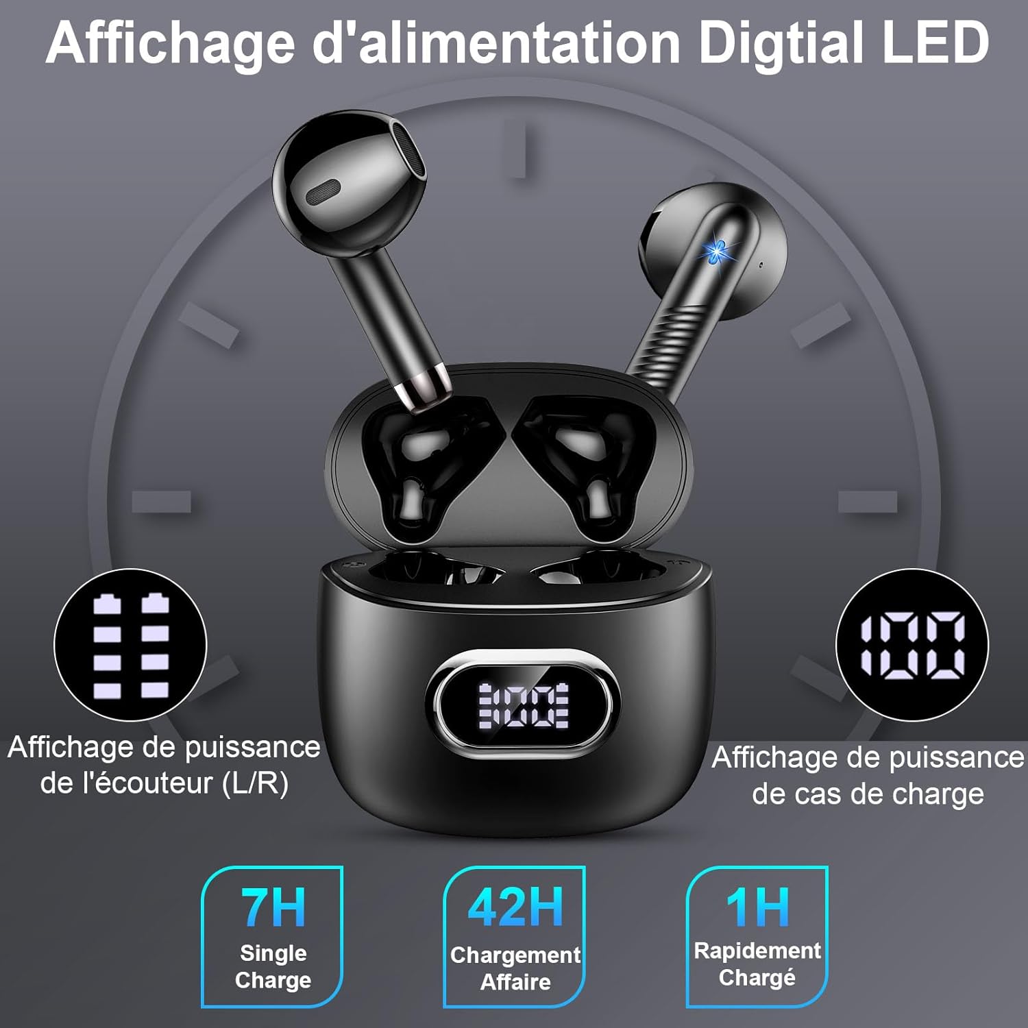 Thumbnail 6 de Ecouteurs Bluetooth sans Fil J52 — Bluetooth 5.4, réduction ENC et 42 h d’autonomie IP7