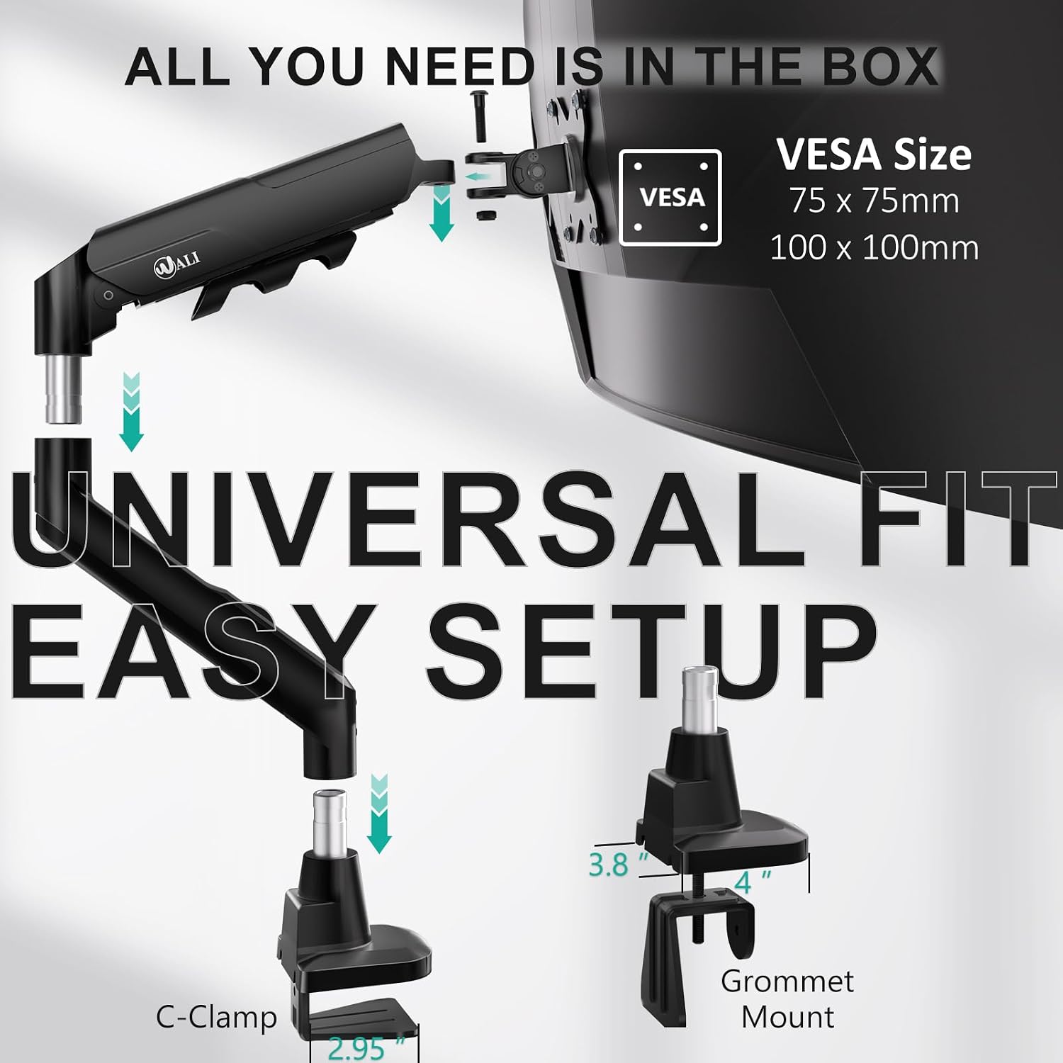 Thumbnail 6 de WALI GSM001XLN Monitor Arm 33 lbs 🖥