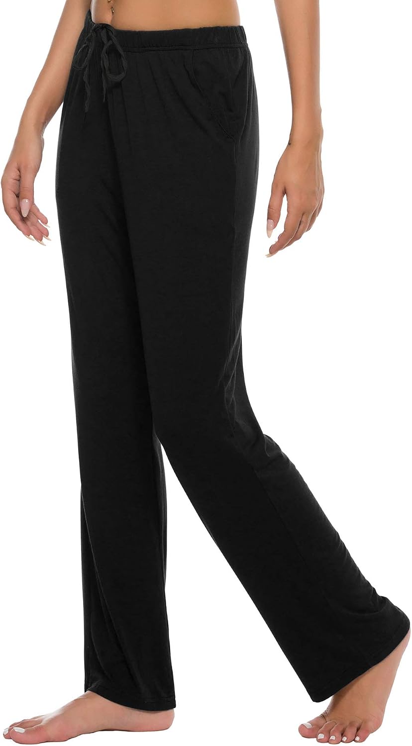 Detalle de JINSHI Women’s Modal Pajama Pants with Pockets, Soft Lightweight Elastic Drawstring Lounge Bottoms