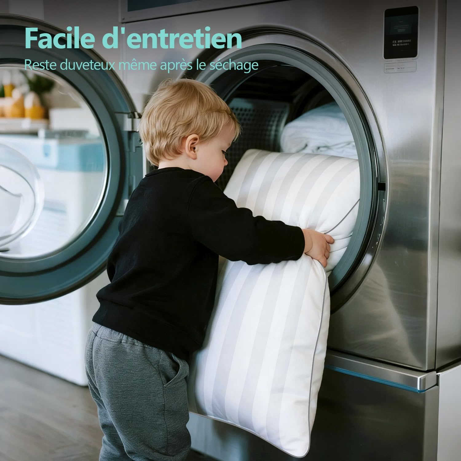 Thumbnail 6 de Lullabeau Oreiller 50x70 cm (lot de 2) : soutien moelleux lavable, pour dormir sur le côté, le dos ou le ventre