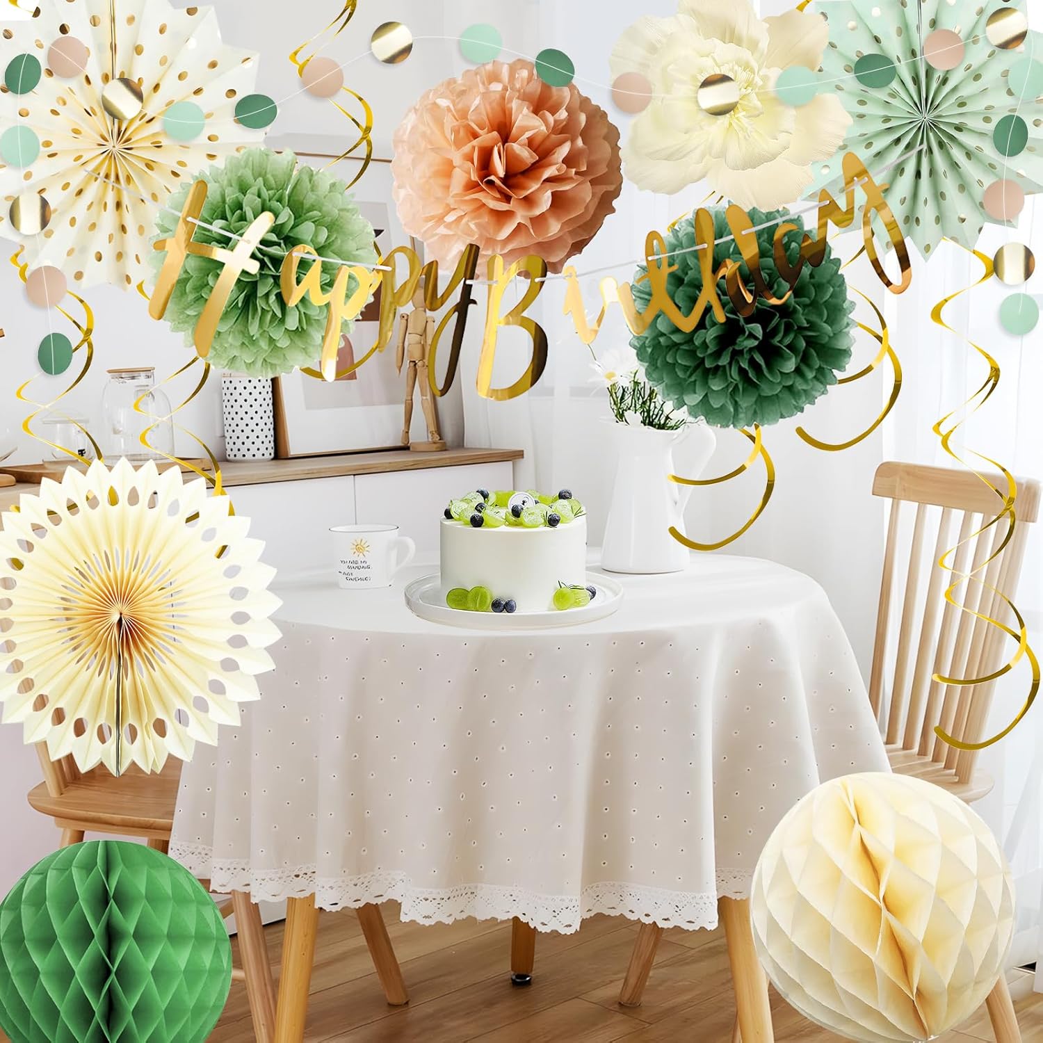 Thumbnail 2 de Almaxi Decoraciones cumpleaños verde beige 16 piezas