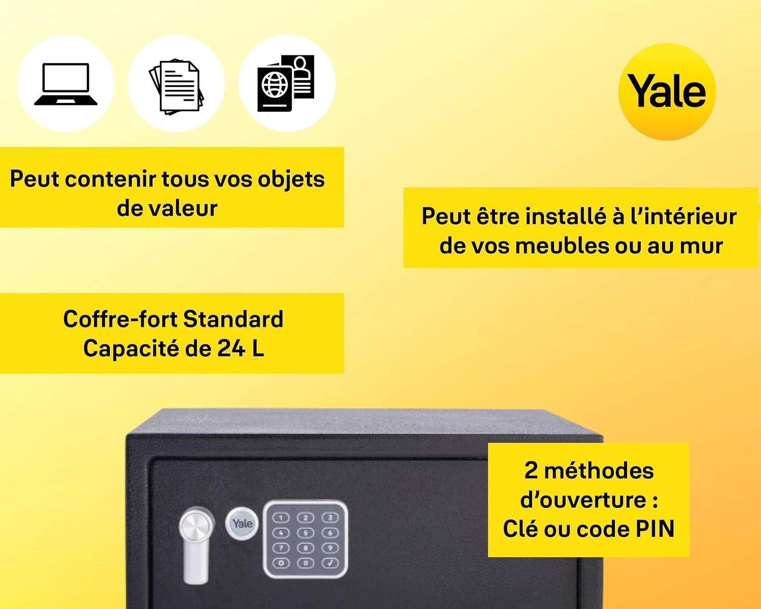 Thumbnail 3 de Yale Coffre-fort Électronique 24L YLV/200/DB2 – Serrure code 3–8 chiffres