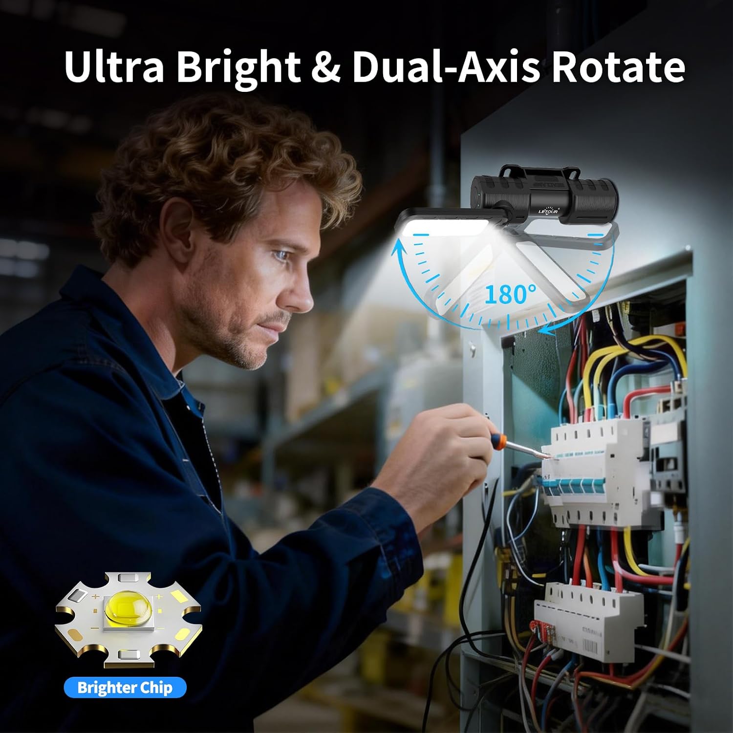 Thumbnail 2 de Inspection Lamp 2000 Lumen 2 Pack: Rechargeable LED Work Light with Magnetic and Foldable 180° Rotating Stand