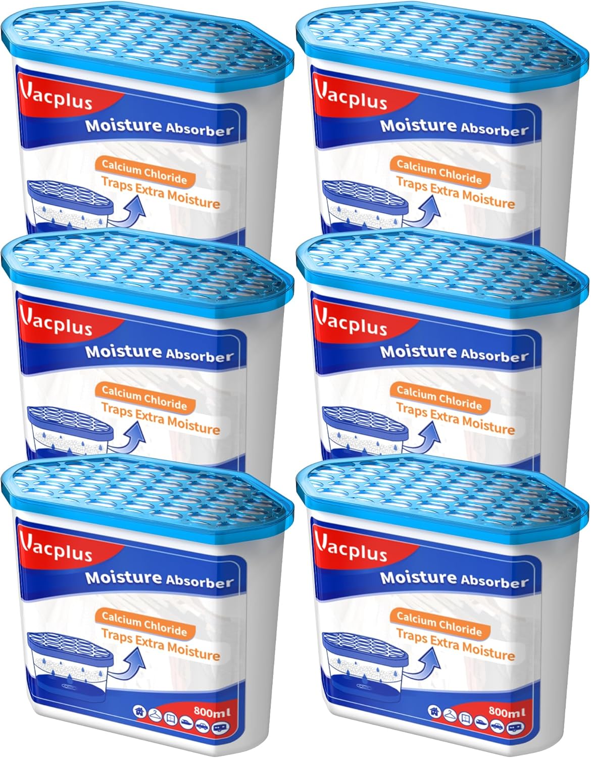 Thumbnail 6 de Vacplus Moisture Absorbers 6 Pack: Portable, Fragrance-Free Dehumidifiers for Bathroom, Closet & Car