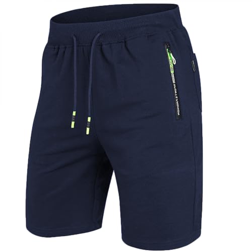 Detalle de ZOXOZ Verano Pantalón Corto Hombre Shorts con Bolsillos Laterales – Algodón y Elástico, Azul L