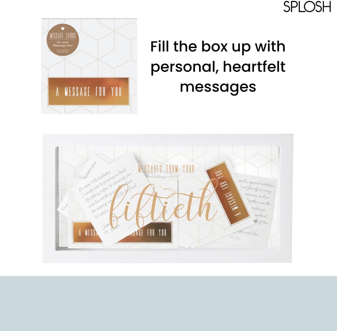 Thumbnail 1 de Splosh 50th Message Box personalised keepsake box with clear panel and 50 message cards