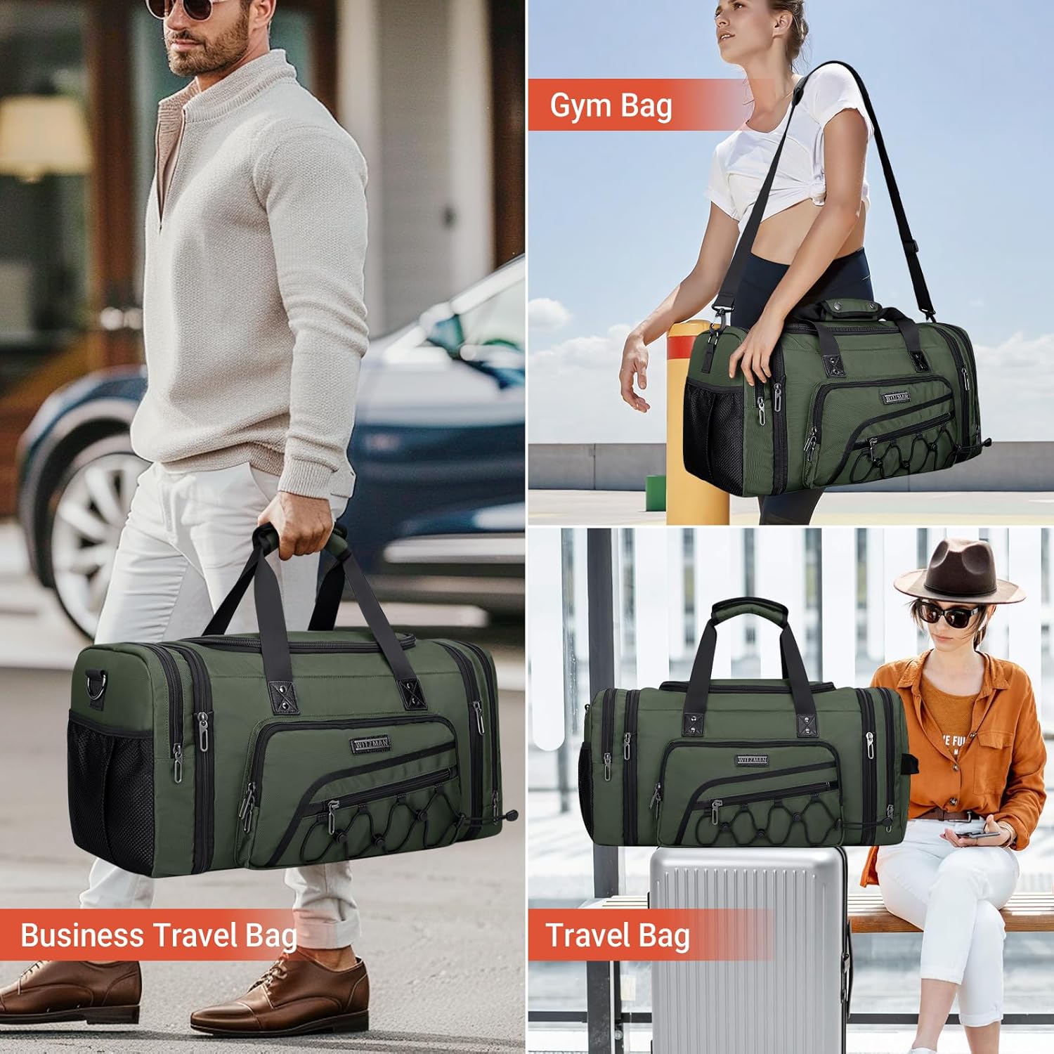 Detalle 2 de WITZMAN Duffle Bag for Men Nylon Large