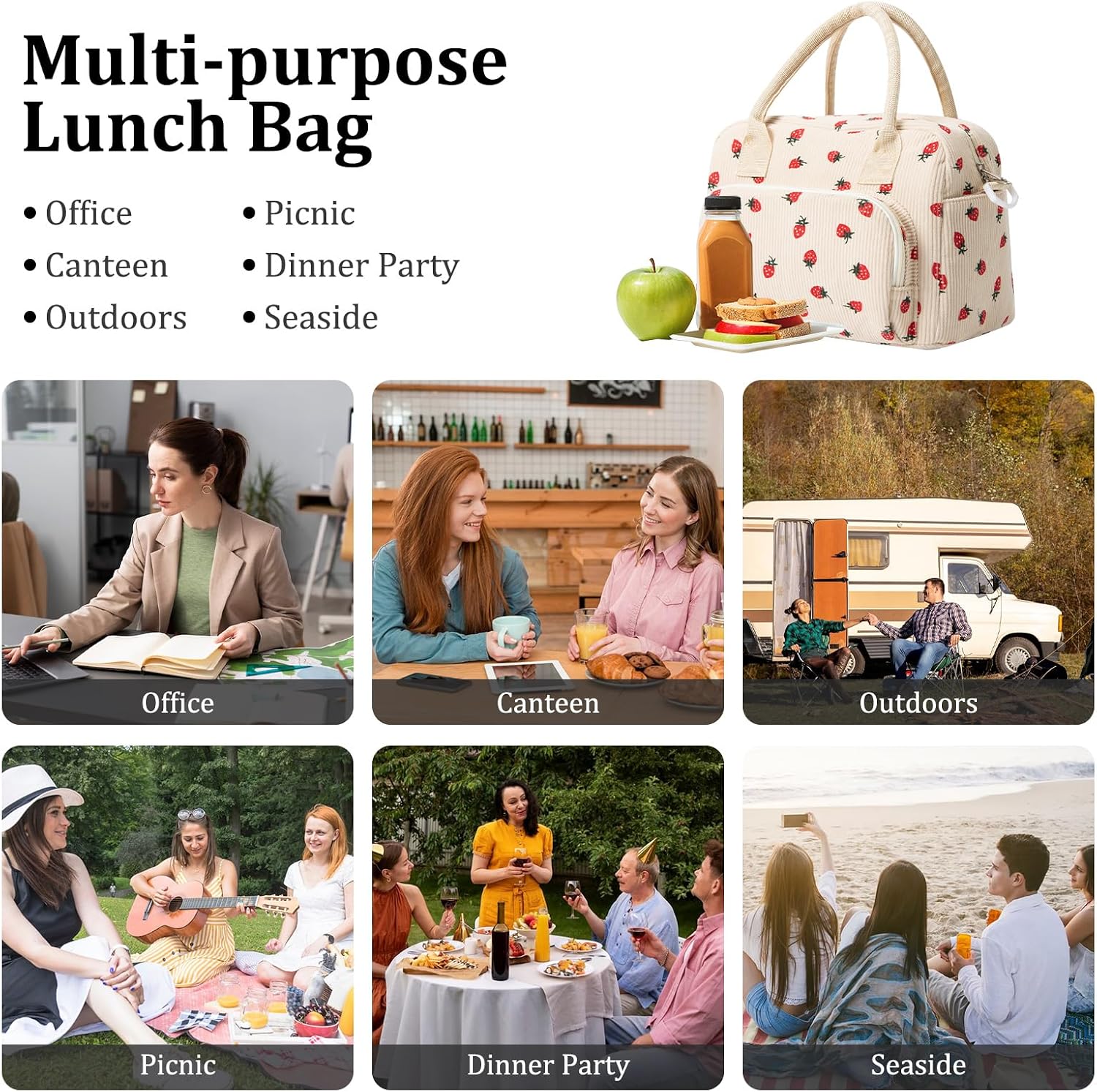 Detalle 2 de MEXS Insulated Lunch Bag: Large, Leakproof & Reusable for Work, School, and Travel