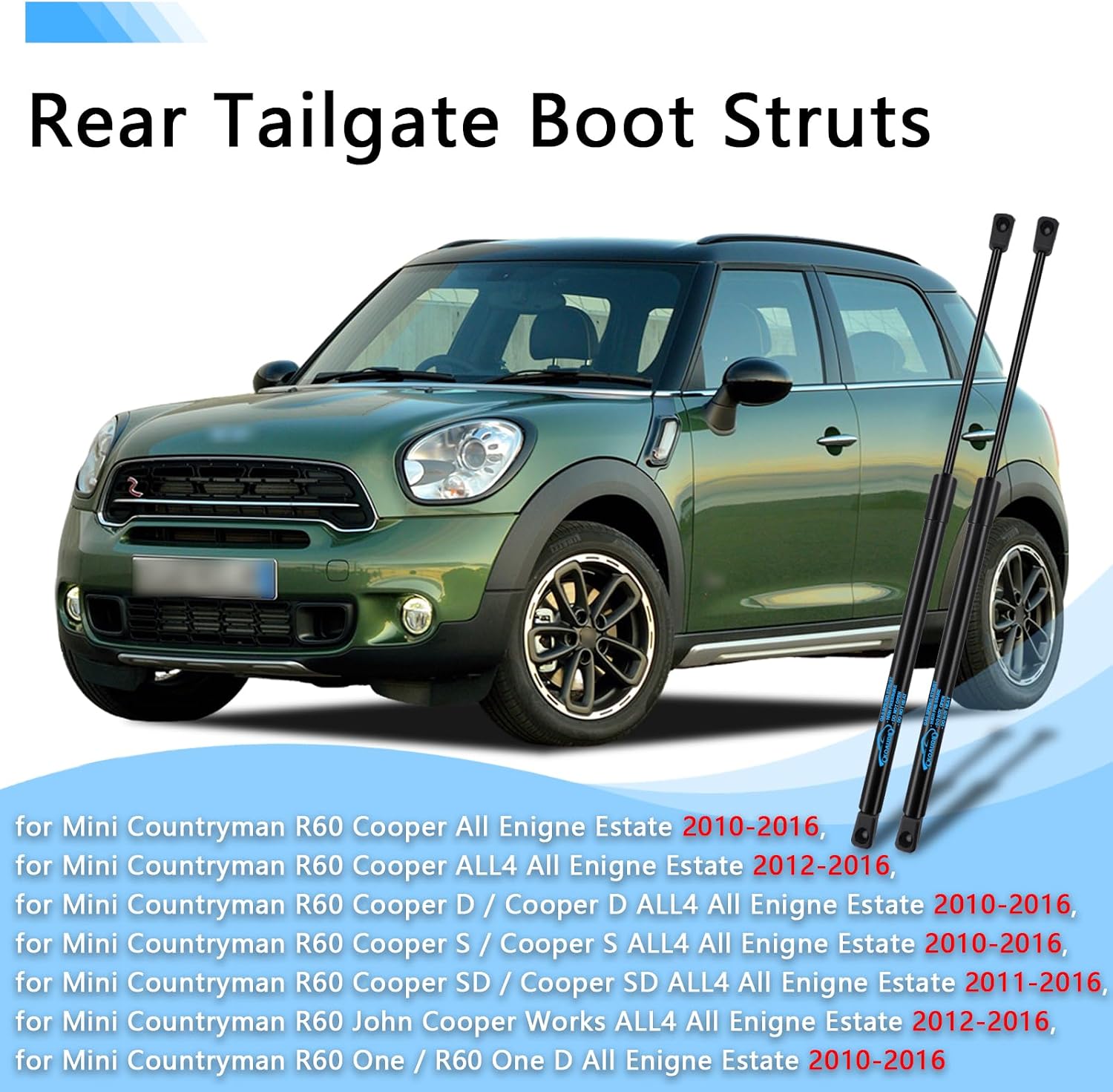 Detalle 2 de Koaudb 2x Rear Tailgate Struts for Mini Countryman R60 (2010–2016)