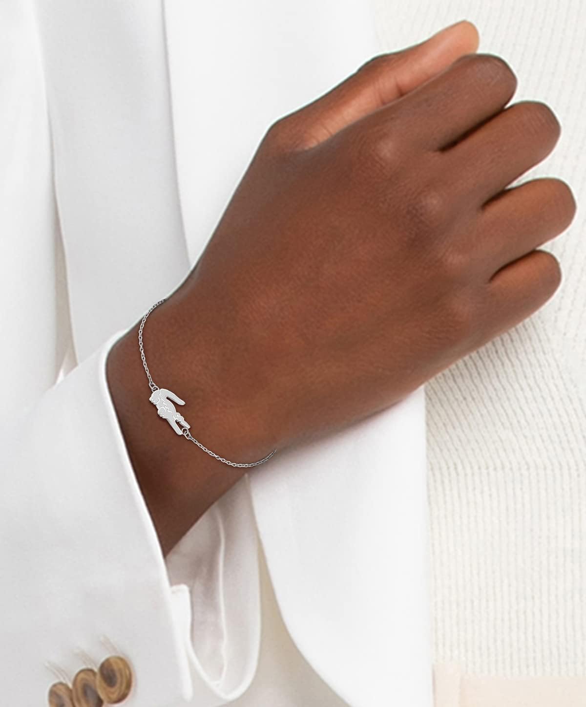 Detalle de Lacoste Gliederarmband Damen – CROCODILE Kollektion, Edelstahl, multifarbig