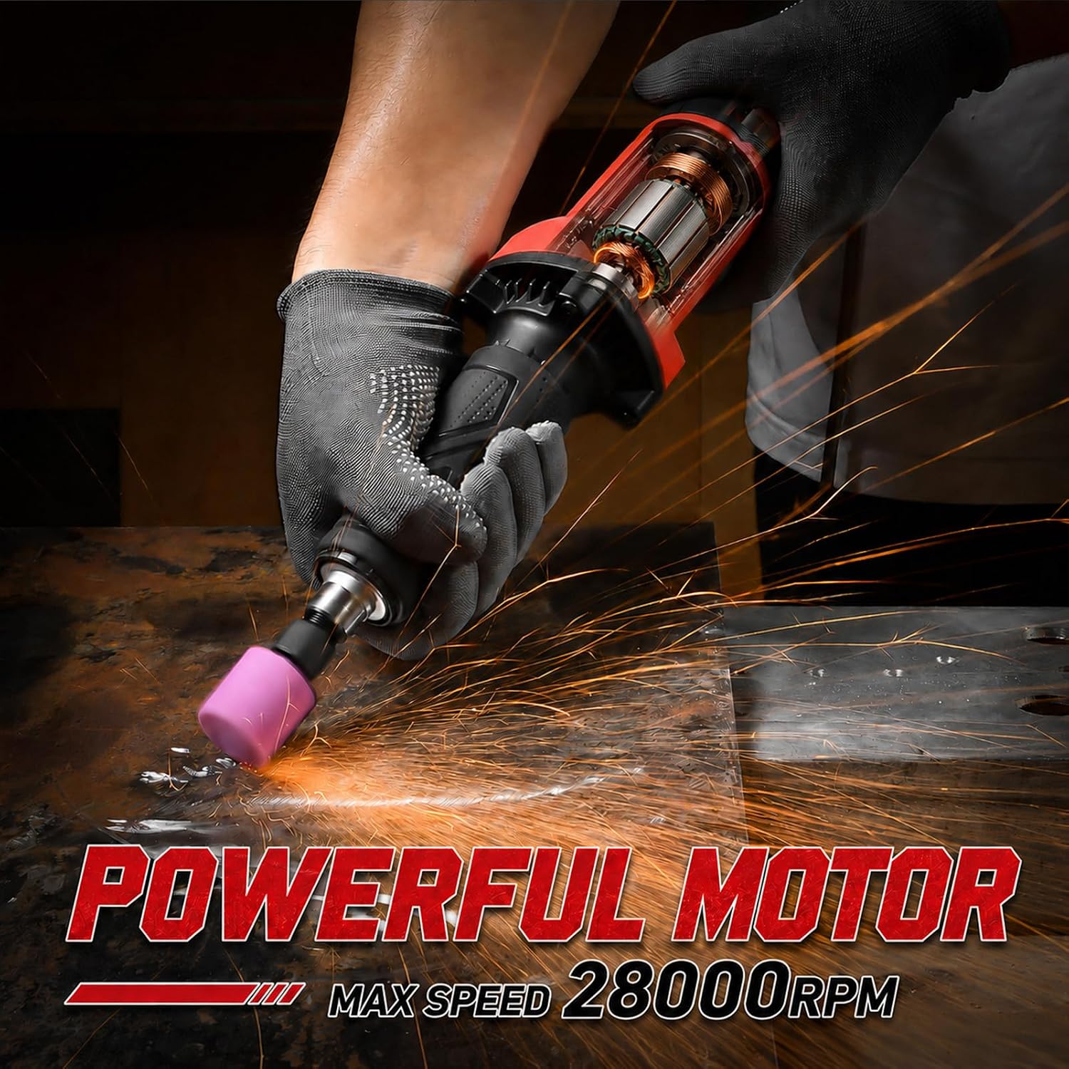 Detalle 2 de AOBEN AT3504X Power Electric Die Grinder, 28,000 RPM, 1/4-Inch Collet