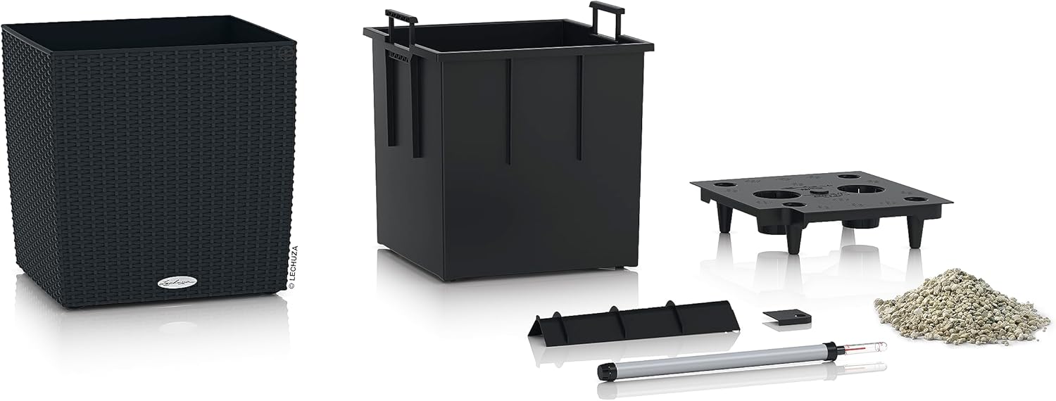 Detalle de LECHUZA CUBE Cottage 50 graphitschwarz