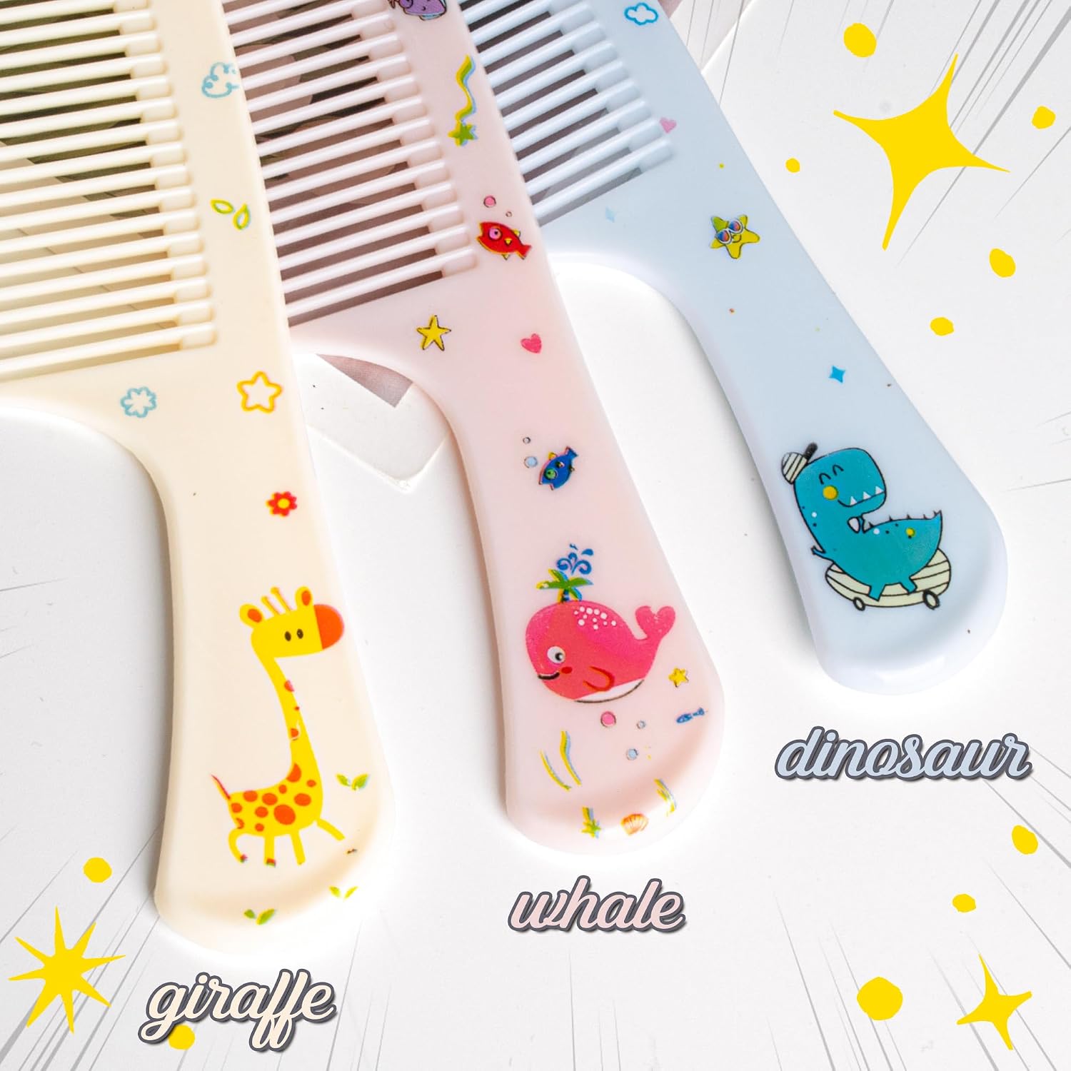 Detalle 2 de MEGAVOW 4 Pcs Hair Brush and Comb Set for Kids – Cute Detangle Brushes and Carved Comb