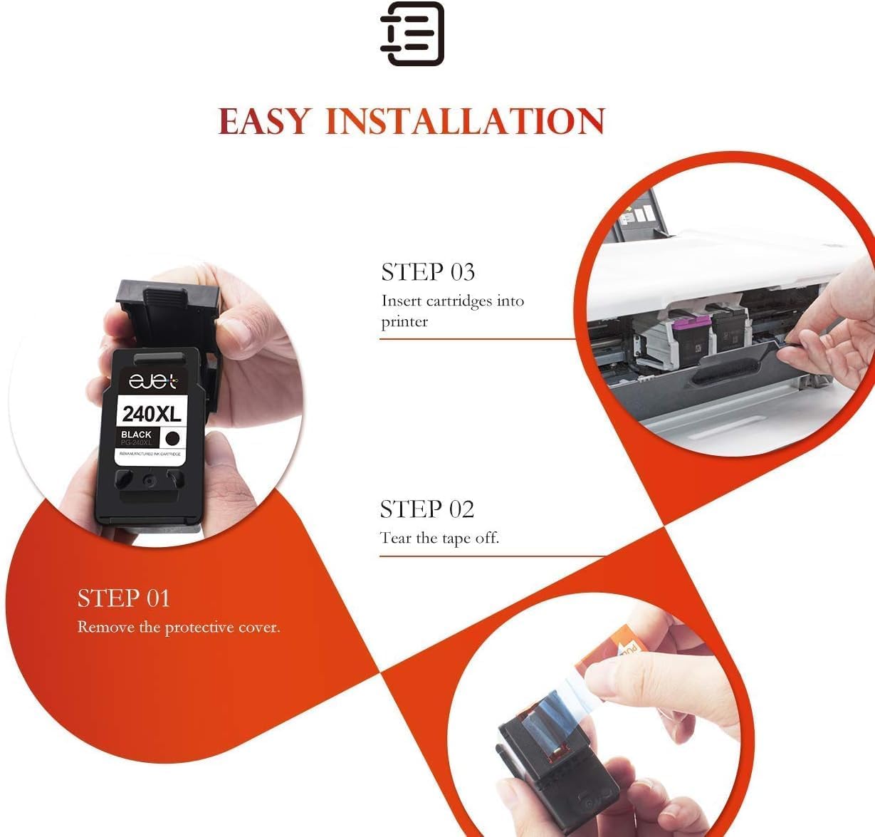 Thumbnail 6 de ejet PG-240XL Black Ink Cartridge, Remanufactured 2-Pack, Up to 630 Pages