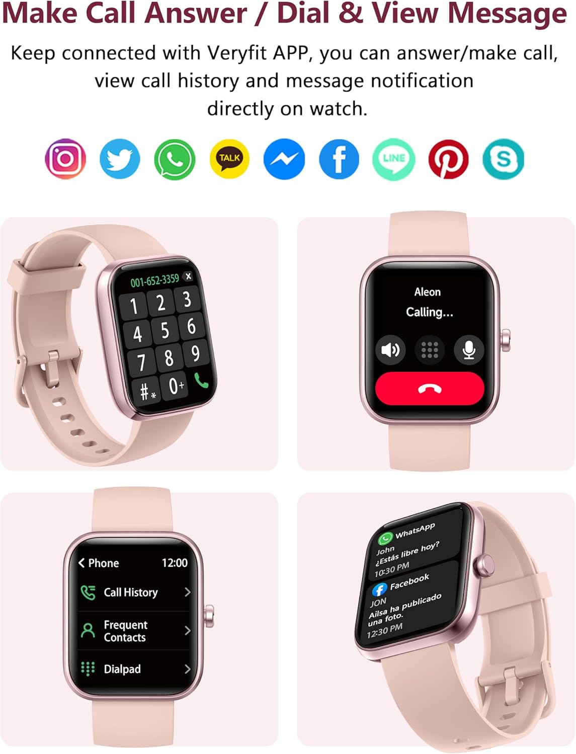 Thumbnail 3 de KALINCO 1.83-inch Smart Watch for women & men with Alexa calls, IP68 fitness tracking and 24/7 health monitoring