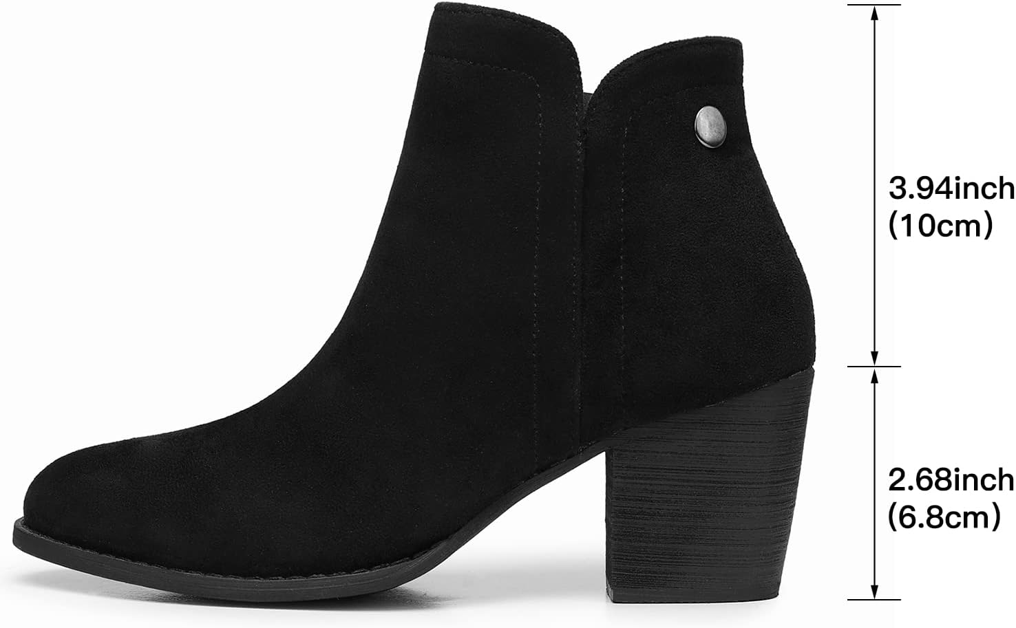 Detalle 1 de SHIBEVER Women's Ankle Boots, Almond Toe, 2.68-Inch Block Heel