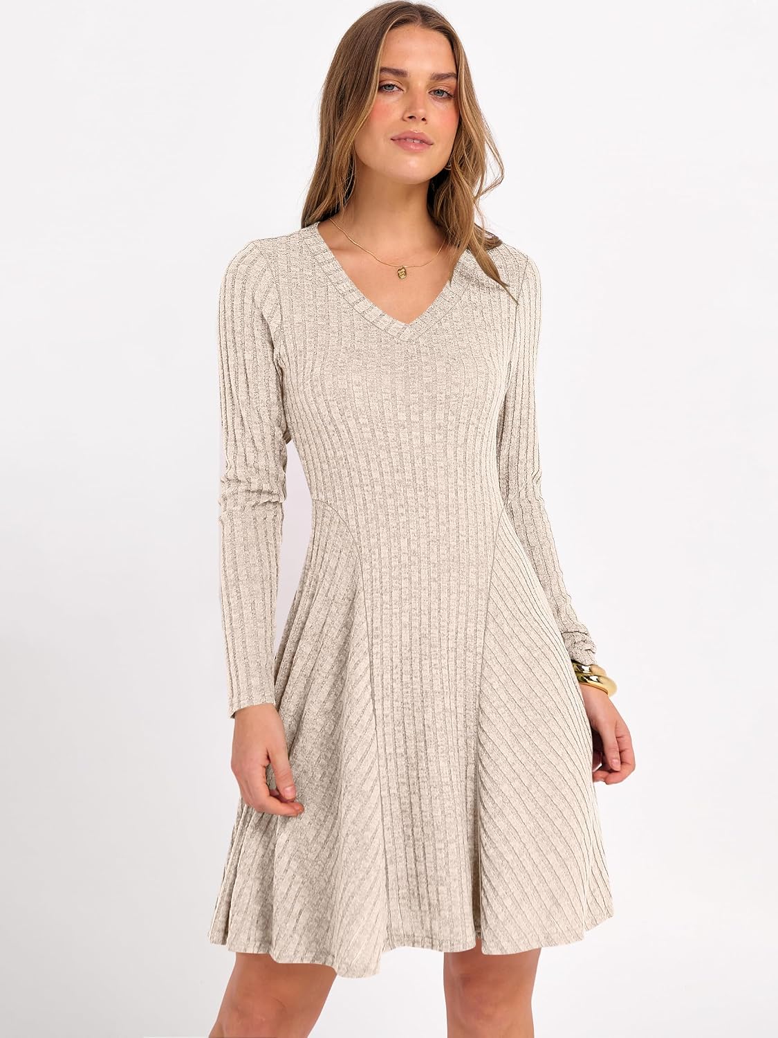 Detalle 2 de ANRABESS Women's Sweater Dress, Ribbed Knit
