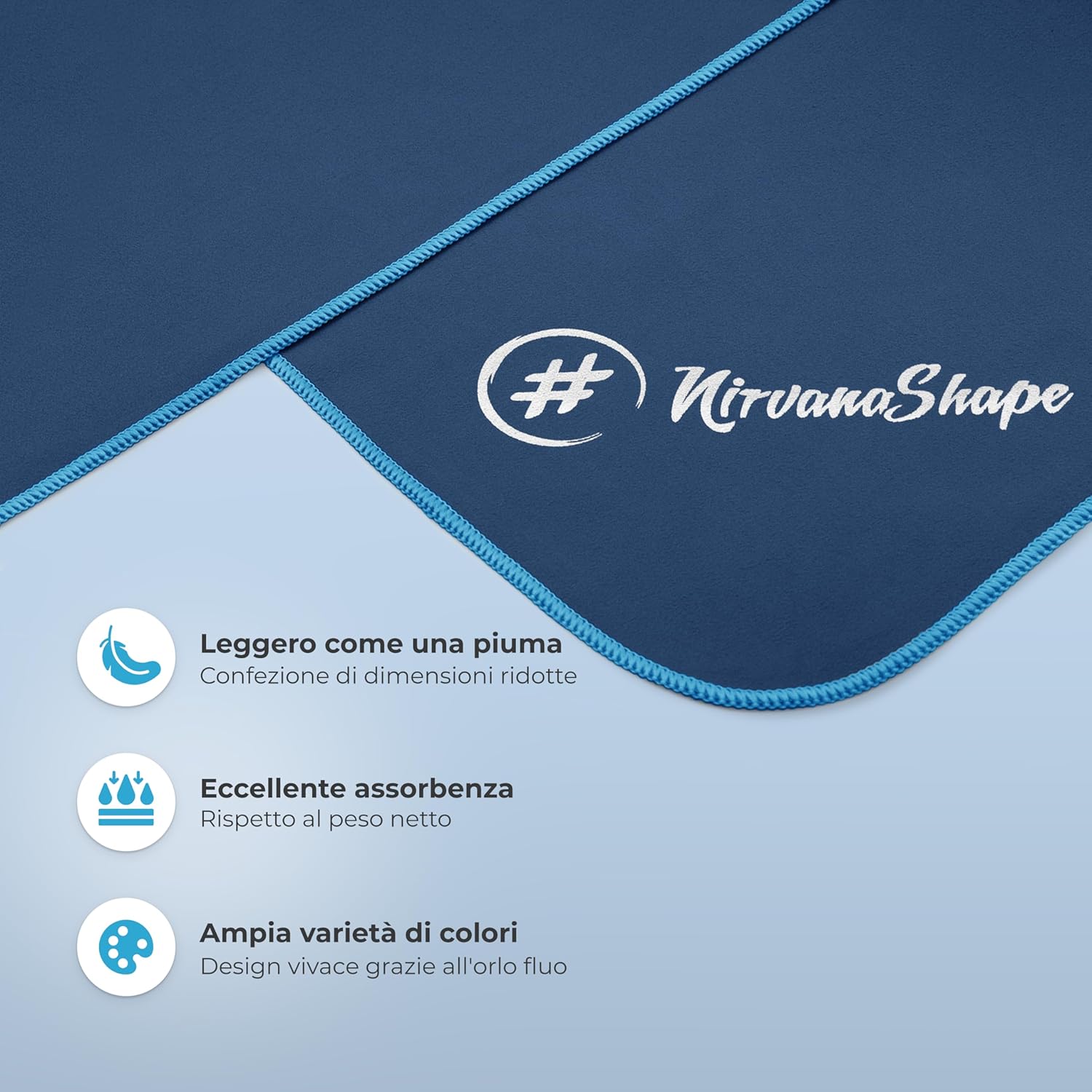 Thumbnail 1 de NirvanaShape Asciugamano Microfibra: leggero, assorbente e ad asciugatura rapida (14 colori, 8 taglie) per viaggio, spiaggia e yoga