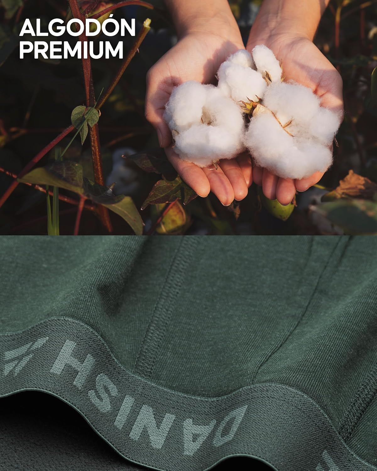Thumbnail 3 de DANISH ENDURANCE Calzoncillos Hombre Boxer Algodón Premium Pack (4x Negro, 3x Azul Melange, 3x Verde) – L